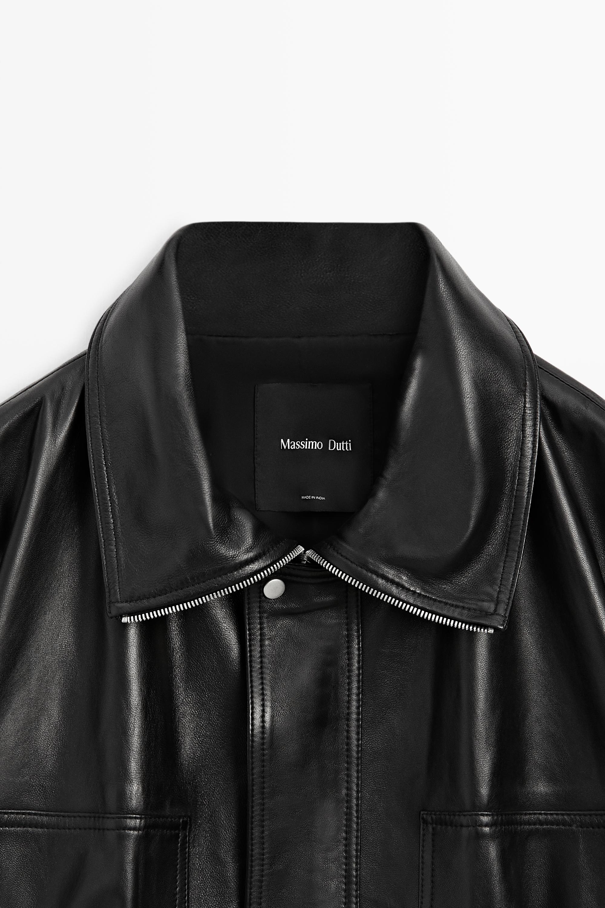 Veste bomber en cuir nappa